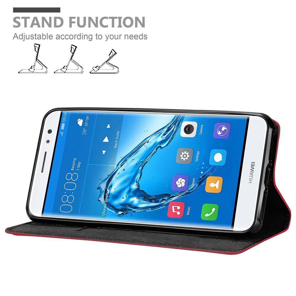 Cadorabo Hülle für Huawei NOVA PLUS Schutz Hülle in Rot Handyhülle Etui Case Cover Magnetverschluss