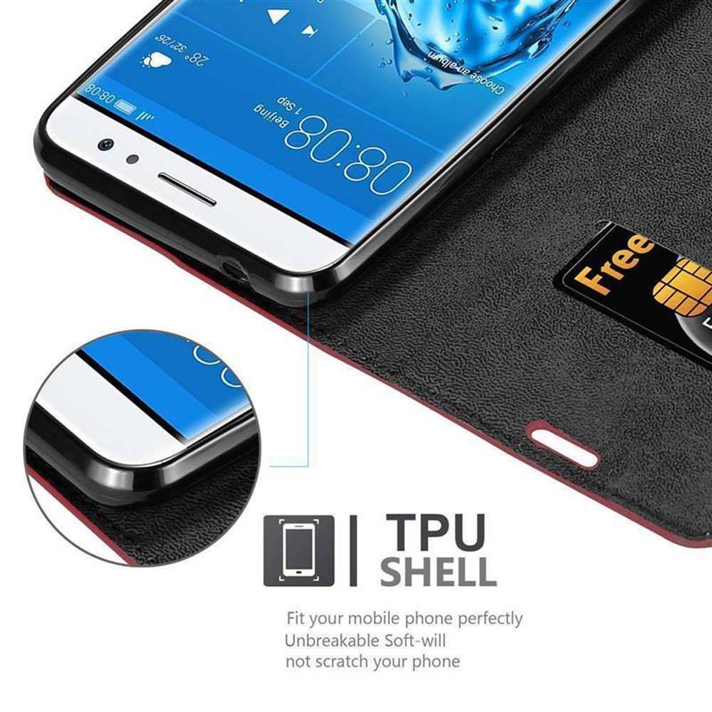 Cadorabo Hülle für Huawei NOVA PLUS Schutz Hülle in Rot Handyhülle Etui Case Cover Magnetverschluss