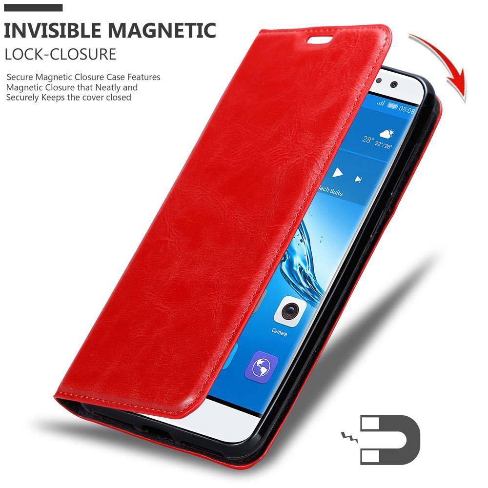 Cadorabo Hülle für Huawei NOVA PLUS Schutz Hülle in Rot Handyhülle Etui Case Cover Magnetverschluss