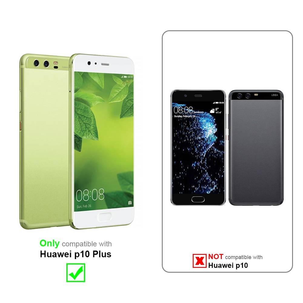 Cadorabo Handyhülle für Huawei P10 PLUS Schutz Hülle in Silber Cover Etui Book Case Booklet