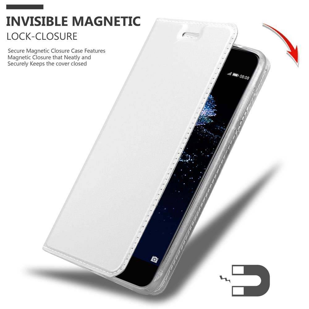 Cadorabo Handyhülle für Huawei P10 PLUS Schutz Hülle in Silber Cover Etui Book Case Booklet