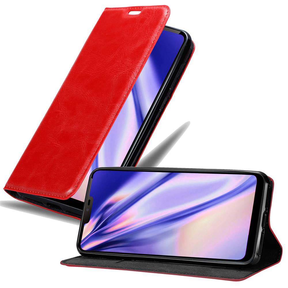 Cadorabo Hülle für LG G7 ThinQ / FIT / ONE Schutz Hülle in Rot Handyhülle Etui Case Cover Magnetverschluss