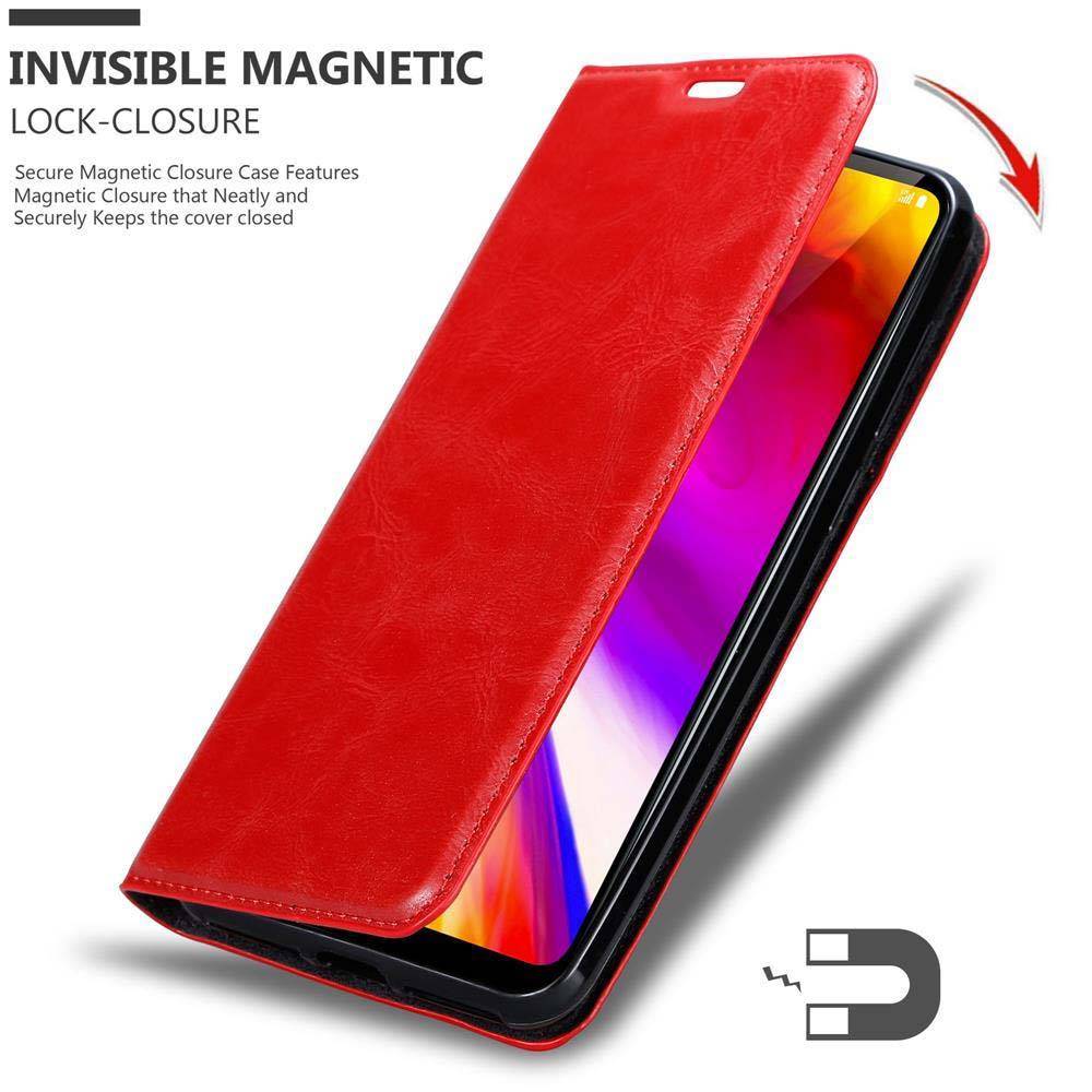 Cadorabo Hülle für LG G7 ThinQ / FIT / ONE Schutz Hülle in Rot Handyhülle Etui Case Cover Magnetverschluss