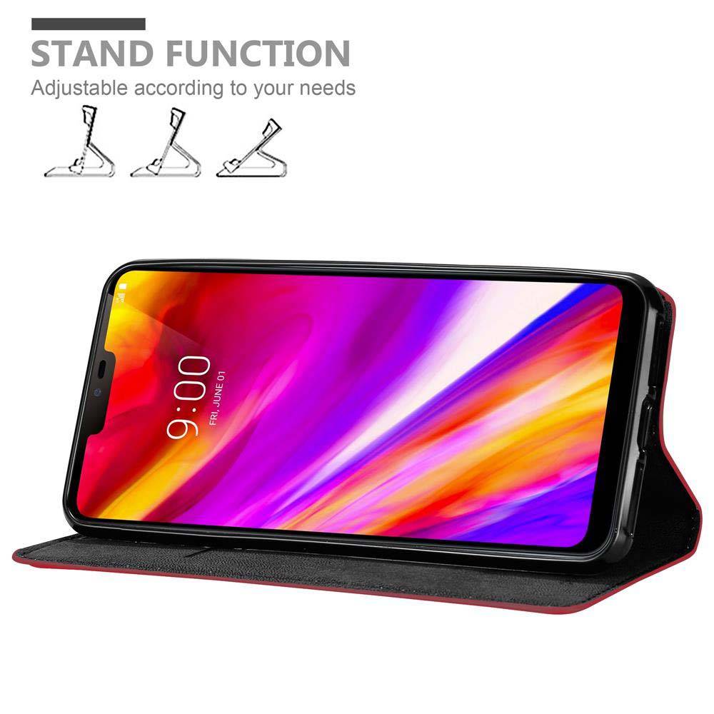 Cadorabo Hülle für LG G7 ThinQ / FIT / ONE Schutz Hülle in Rot Handyhülle Etui Case Cover Magnetverschluss