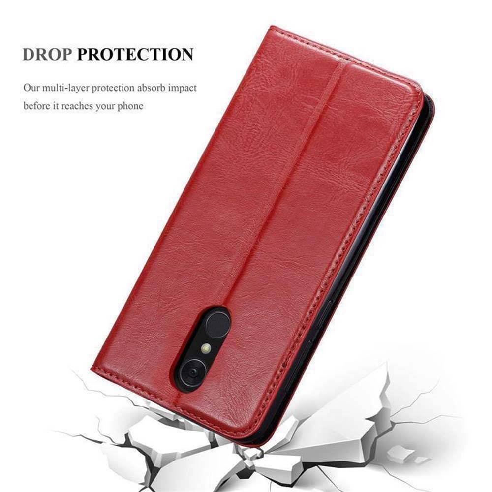 Cadorabo Hülle für LG Q7 / Q7a / Q7+ Schutz Hülle in Rot Handyhülle Etui Case Cover Magnetverschluss
