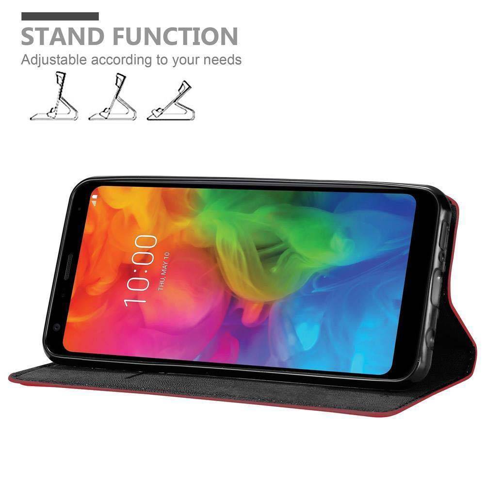 Cadorabo Hülle für LG Q7 / Q7a / Q7+ Schutz Hülle in Rot Handyhülle Etui Case Cover Magnetverschluss