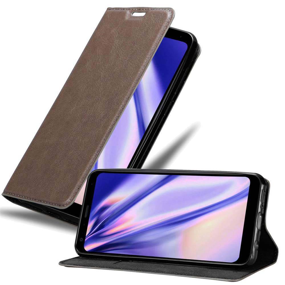 Cadorabo Hülle für LG Q7 / Q7a / Q7+ Schutz Hülle in Braun Handyhülle Etui Case Cover Magnetverschluss