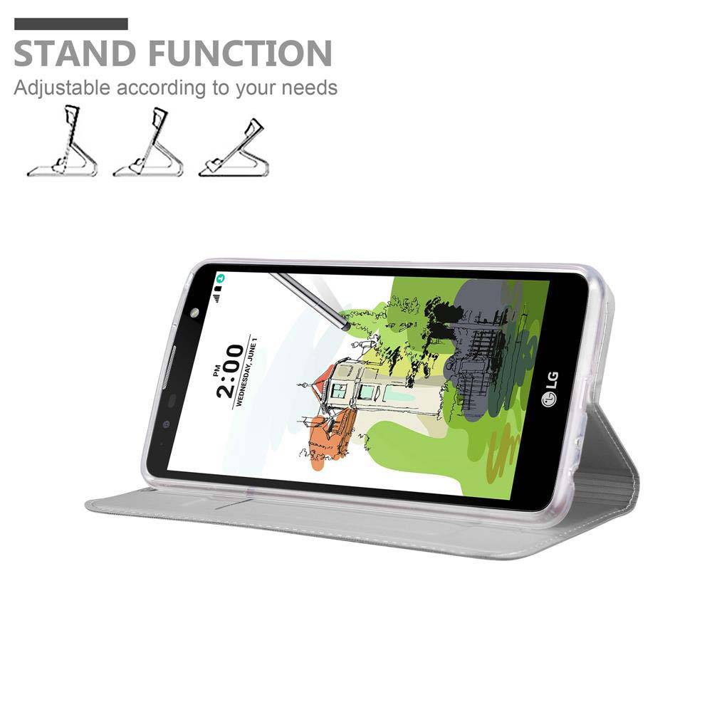 Cadorabo Handyhülle für LG STYLUS 2 Schutz Hülle in Silber Cover Etui Book Case Booklet