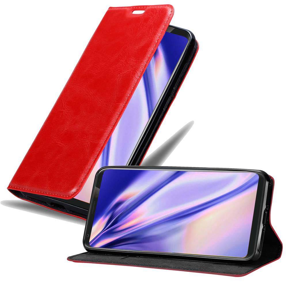 Cadorabo Hülle für LG V35 Schutz Hülle in Rot Handyhülle Etui Case Cover Magnetverschluss