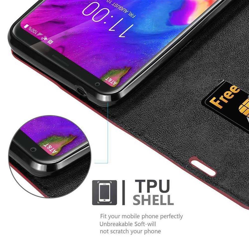Cadorabo Hülle für LG V35 Schutz Hülle in Rot Handyhülle Etui Case Cover Magnetverschluss