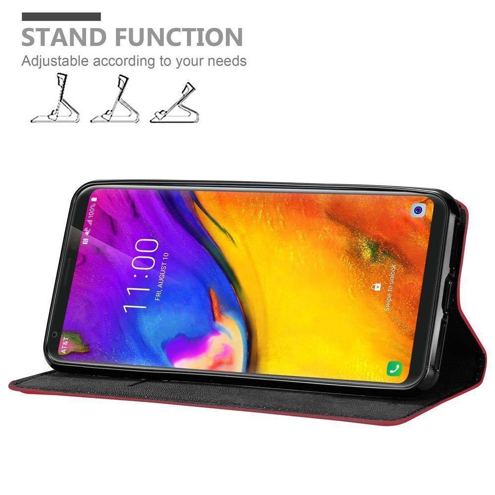 Cadorabo Hülle für LG V35 Schutz Hülle in Rot Handyhülle Etui Case Cover Magnetverschluss