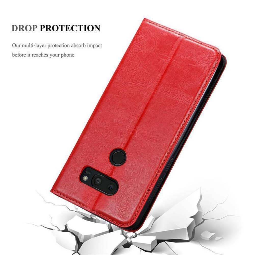 Cadorabo Hülle für LG V35 Schutz Hülle in Rot Handyhülle Etui Case Cover Magnetverschluss
