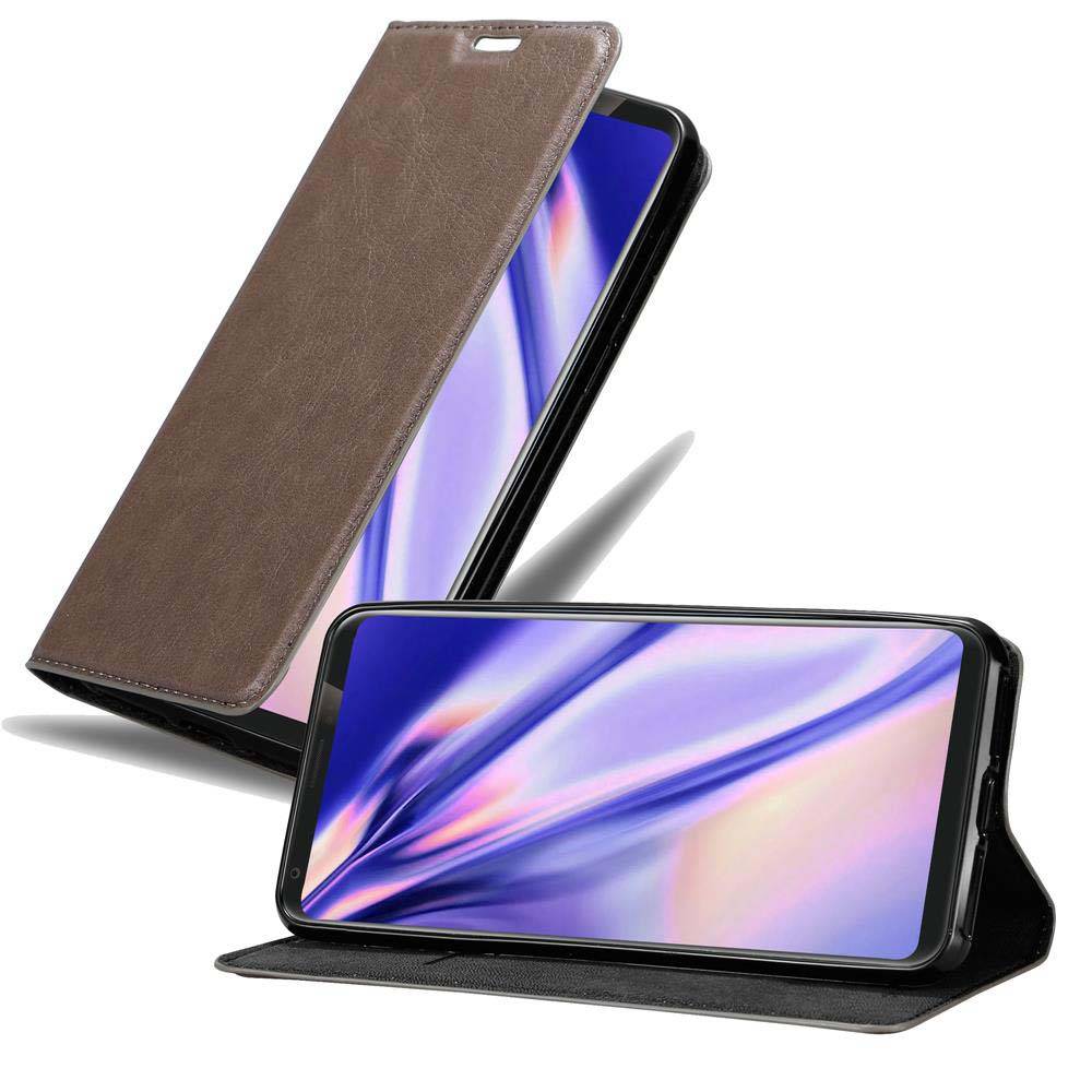 Cadorabo Hülle für LG V35 Schutz Hülle in Braun Handyhülle Etui Case Cover Magnetverschluss
