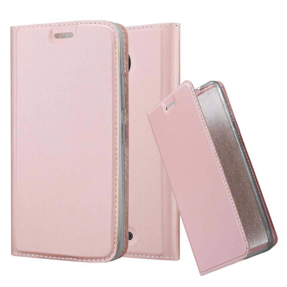 Cadorabo Handyhülle für Motorola MOTO C Schutz Hülle in Rosa Cover Etui Book Case Booklet