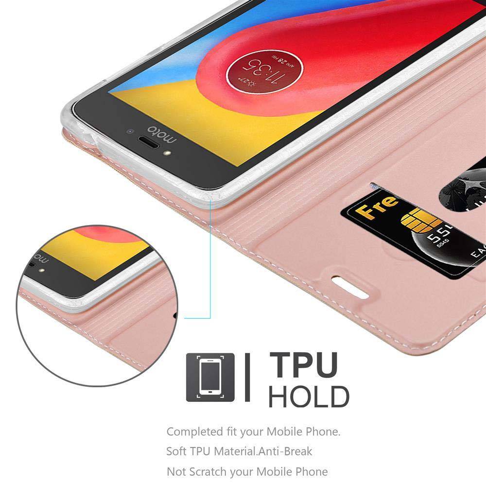 Cadorabo Handyhülle für Motorola MOTO C Schutz Hülle in Rosa Cover Etui Book Case Booklet