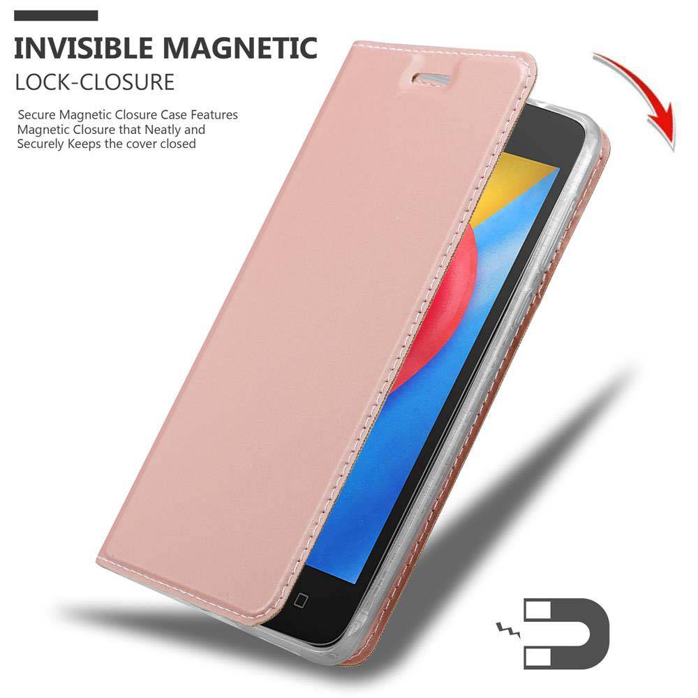 Cadorabo Handyhülle für Motorola MOTO C Schutz Hülle in Rosa Cover Etui Book Case Booklet