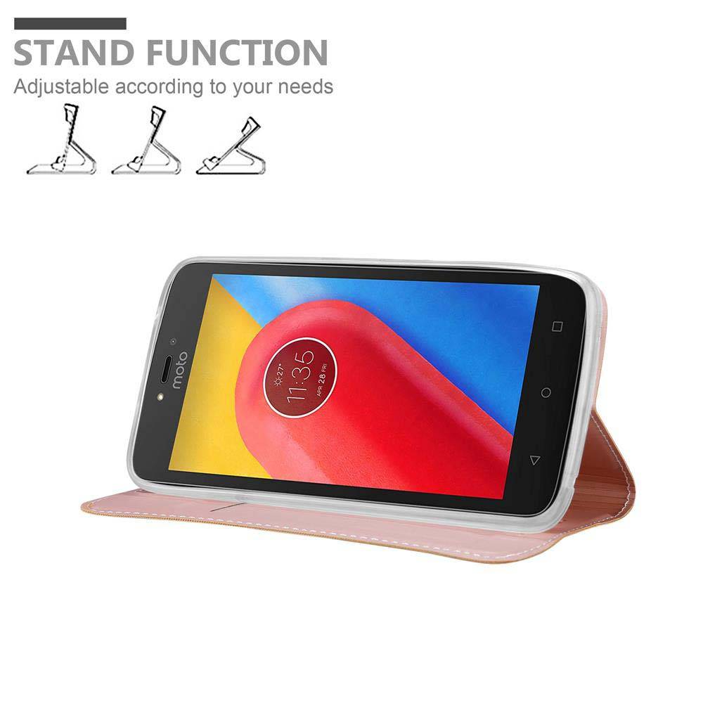 Cadorabo Handyhülle für Motorola MOTO C Schutz Hülle in Rosa Cover Etui Book Case Booklet