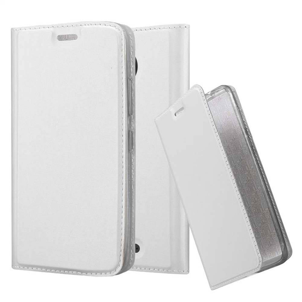 Cadorabo Handyhülle für Motorola MOTO C Schutz Hülle in Silber Cover Etui Book Case Booklet