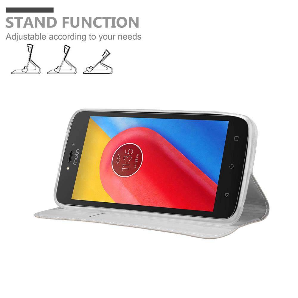 Cadorabo Handyhülle für Motorola MOTO C Schutz Hülle in Silber Cover Etui Book Case Booklet