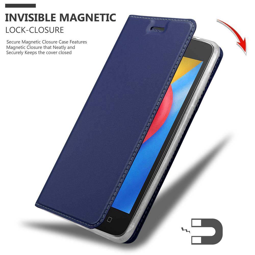 Cadorabo Handyhülle für Motorola MOTO C PLUS Schutz Hülle in Blau Cover Etui Book Case Booklet