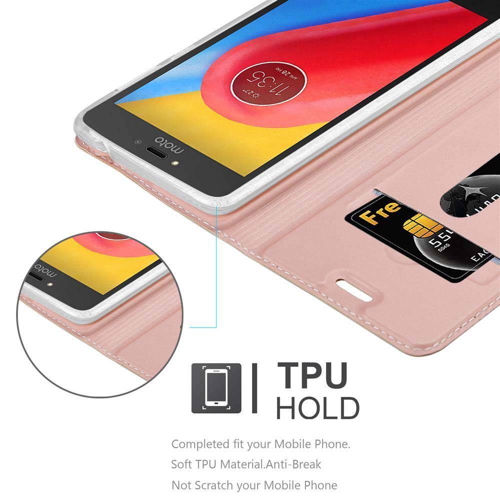 Cadorabo Handyhülle für Motorola MOTO C PLUS Schutz Hülle in Rosa Cover Etui Book Case Booklet