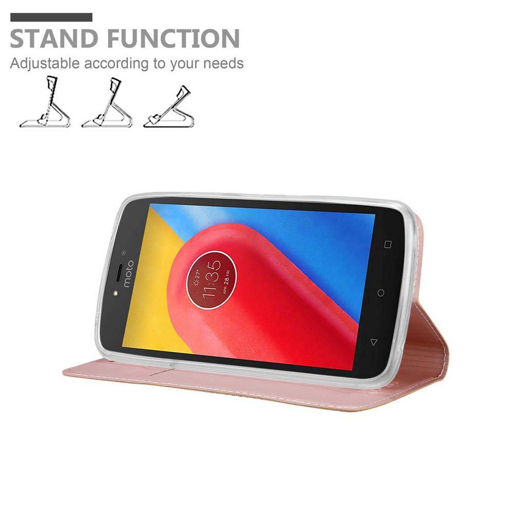Cadorabo Handyhülle für Motorola MOTO C PLUS Schutz Hülle in Rosa Cover Etui Book Case Booklet