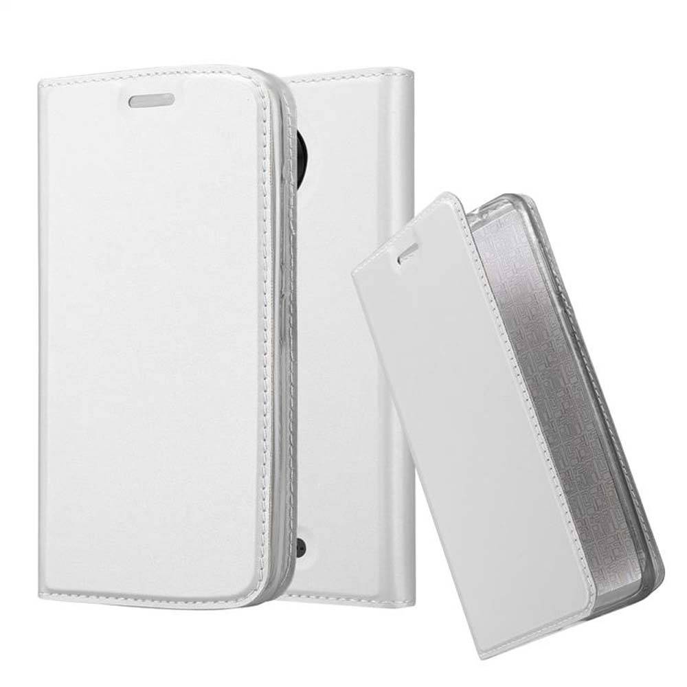 Cadorabo Handyhülle für Motorola MOTO C PLUS Schutz Hülle in Silber Cover Etui Book Case Booklet
