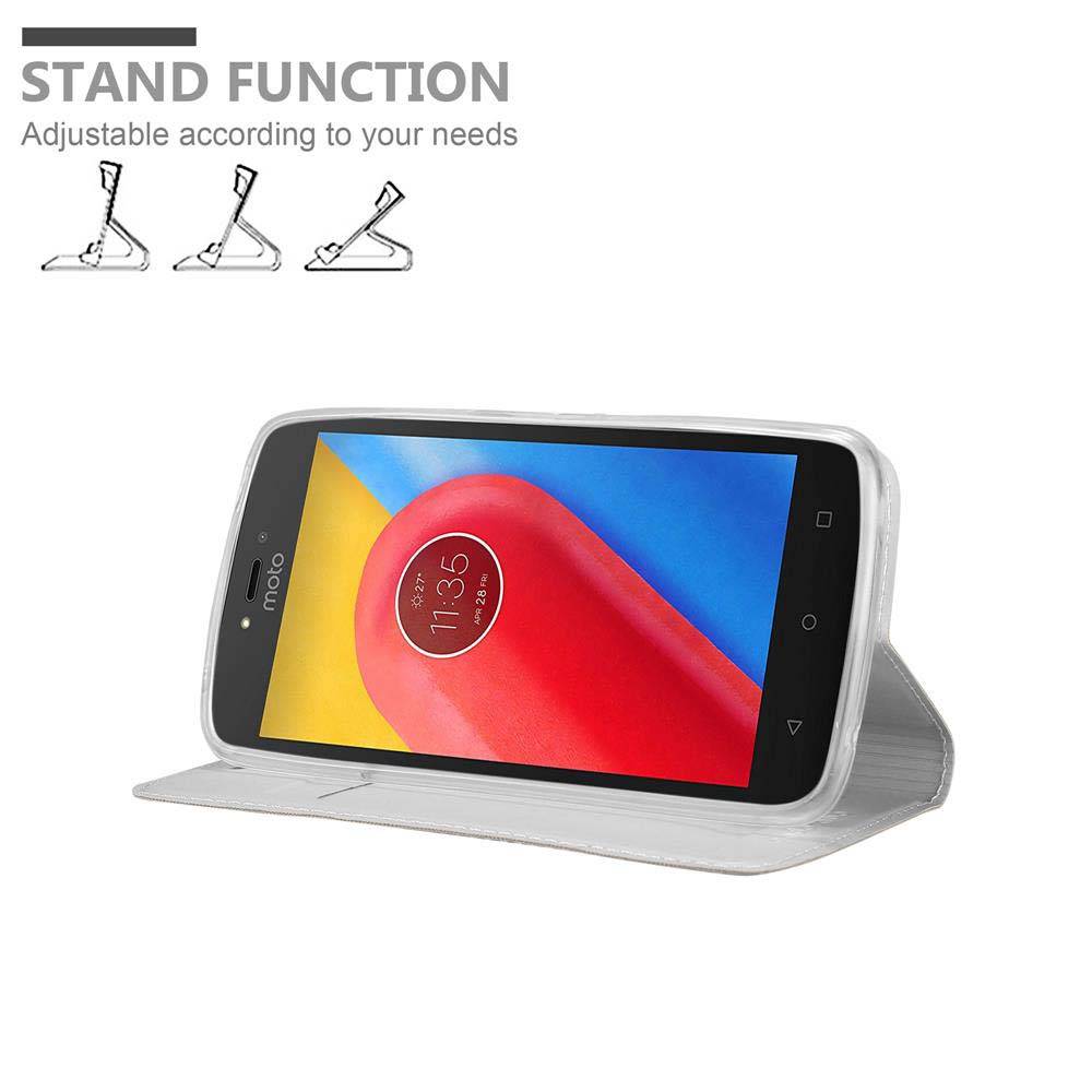 Cadorabo Handyhülle für Motorola MOTO C PLUS Schutz Hülle in Silber Cover Etui Book Case Booklet