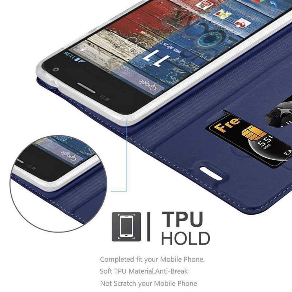 Cadorabo Handyhülle für Motorola MOTO G2 Schutz Hülle in Blau Cover Etui Book Case Booklet