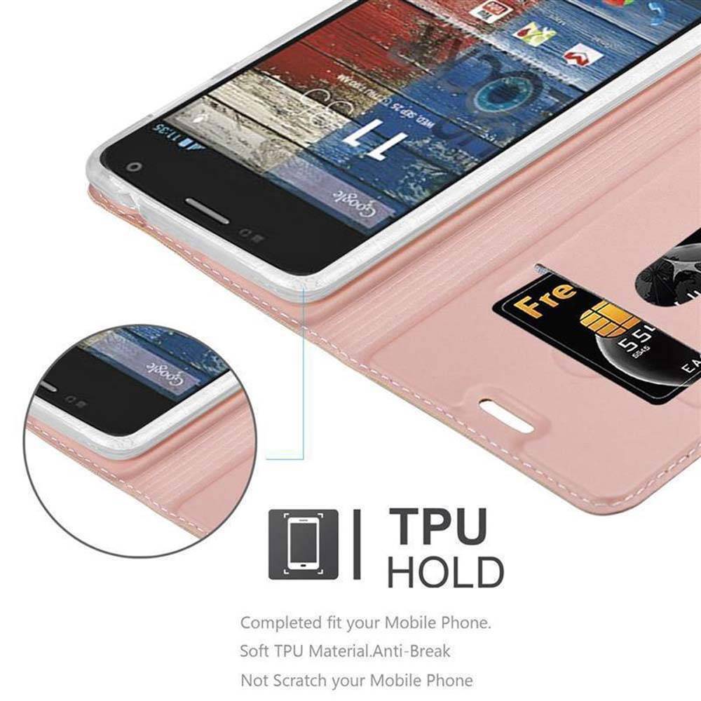Cadorabo Handyhülle für Motorola MOTO G2 Schutz Hülle in Rosa Cover Etui Book Case Booklet