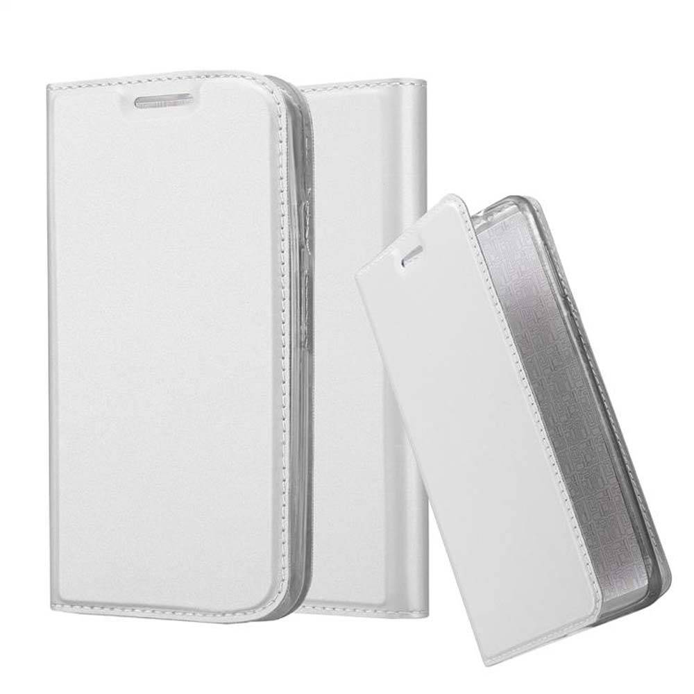 Cadorabo Handyhülle für Motorola MOTO G2 Schutz Hülle in Silber Cover Etui Book Case Booklet