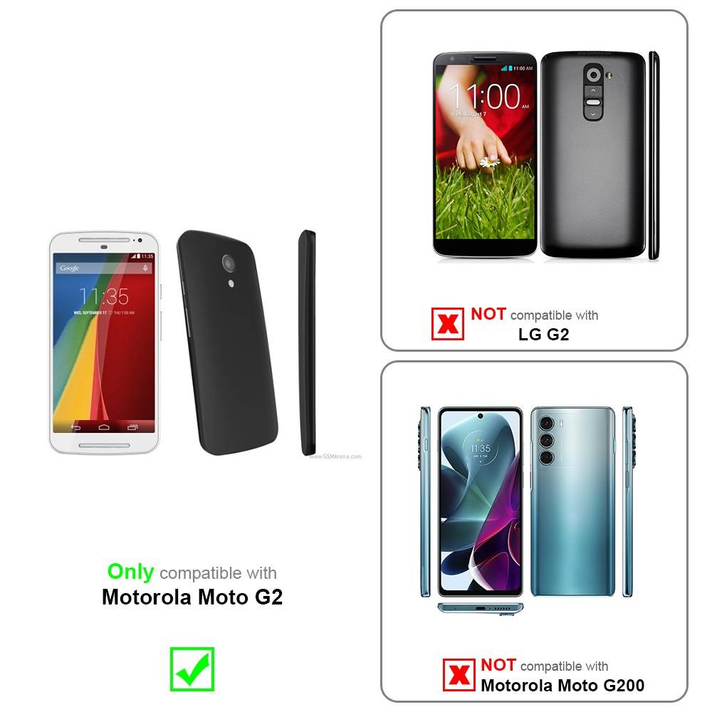 Cadorabo Handyhülle für Motorola MOTO G2 Schutz Hülle in Silber Cover Etui Book Case Booklet