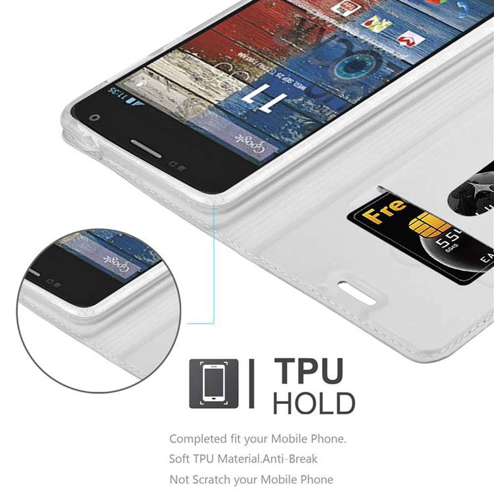 Cadorabo Handyhülle für Motorola MOTO G2 Schutz Hülle in Silber Cover Etui Book Case Booklet