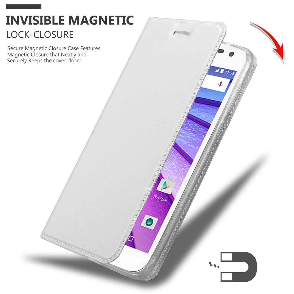 Cadorabo Handyhülle für Motorola MOTO G3 Schutz Hülle in Silber Cover Etui Book Case Booklet