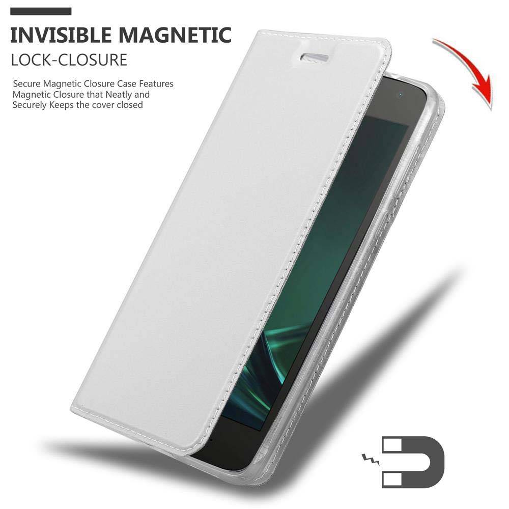 Cadorabo Handyhülle für Motorola MOTO G4 PLAY Schutz Hülle in Silber Cover Etui Book Case Booklet