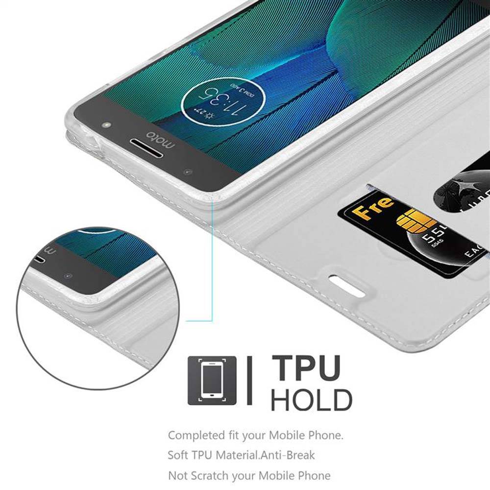 Cadorabo Handyhülle für Motorola MOTO G5S Schutz Hülle in Silber Cover Etui Book Case Booklet