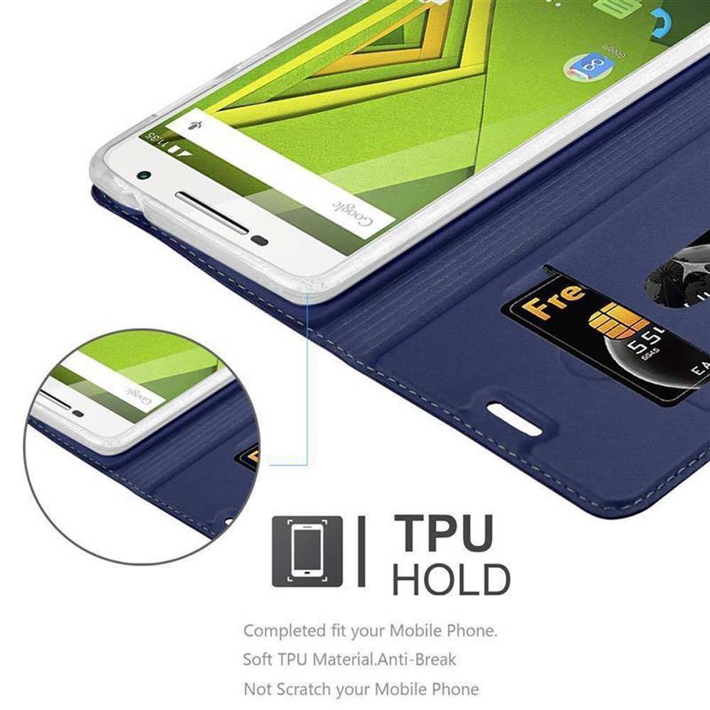 Cadorabo Handyhülle für Motorola MOTO X PLAY Schutz Hülle in Blau Cover Etui Book Case Booklet