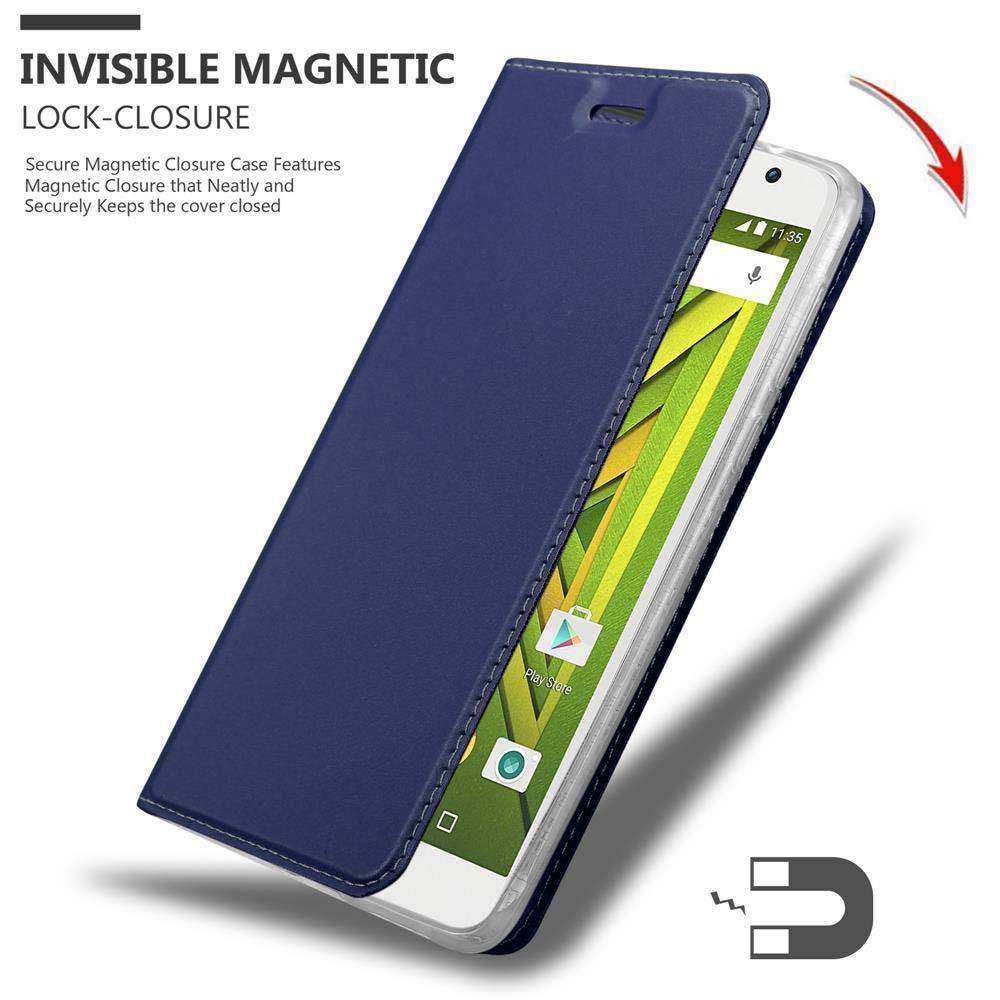 Cadorabo Handyhülle für Motorola MOTO X PLAY Schutz Hülle in Blau Cover Etui Book Case Booklet