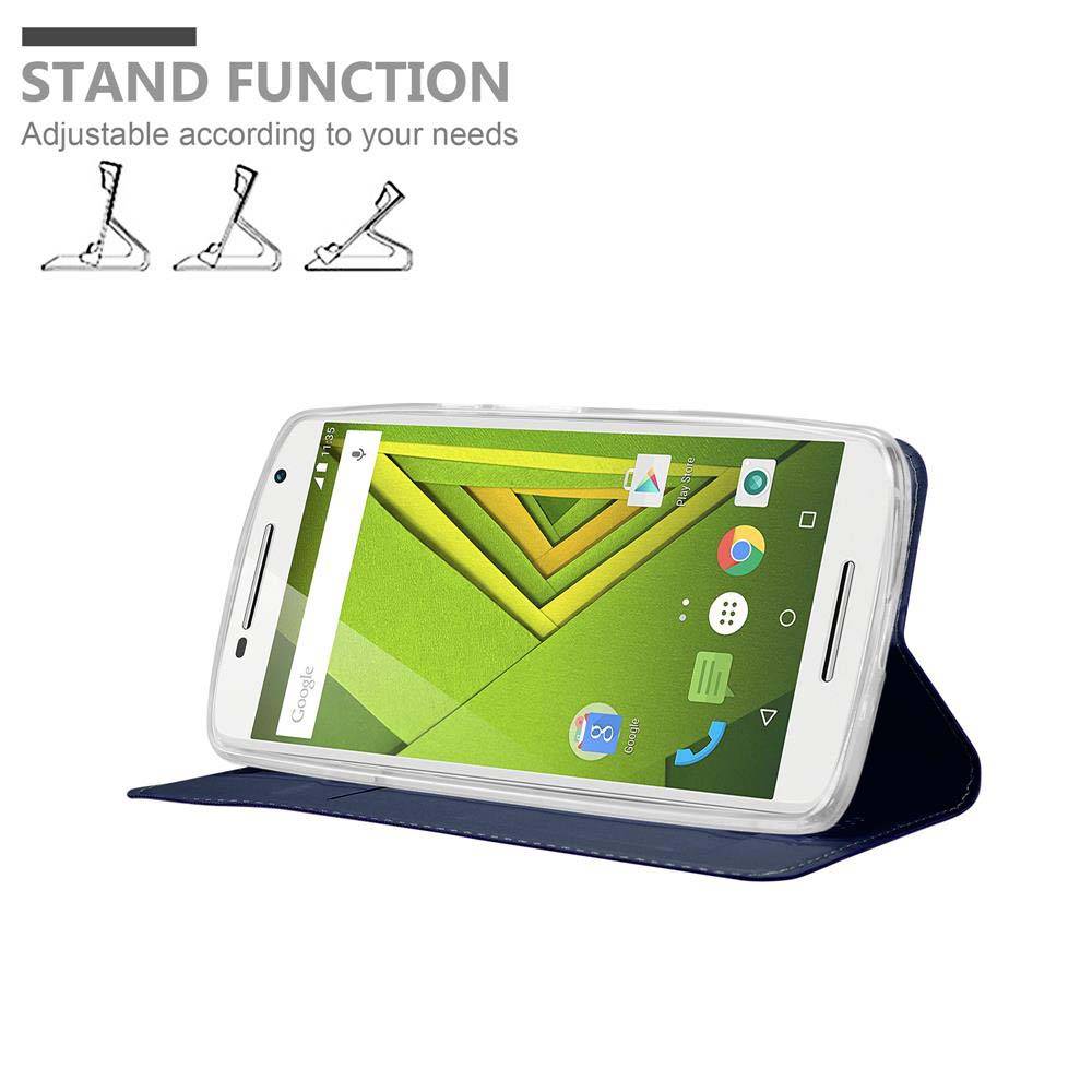 Cadorabo Handyhülle für Motorola MOTO X PLAY Schutz Hülle in Blau Cover Etui Book Case Booklet