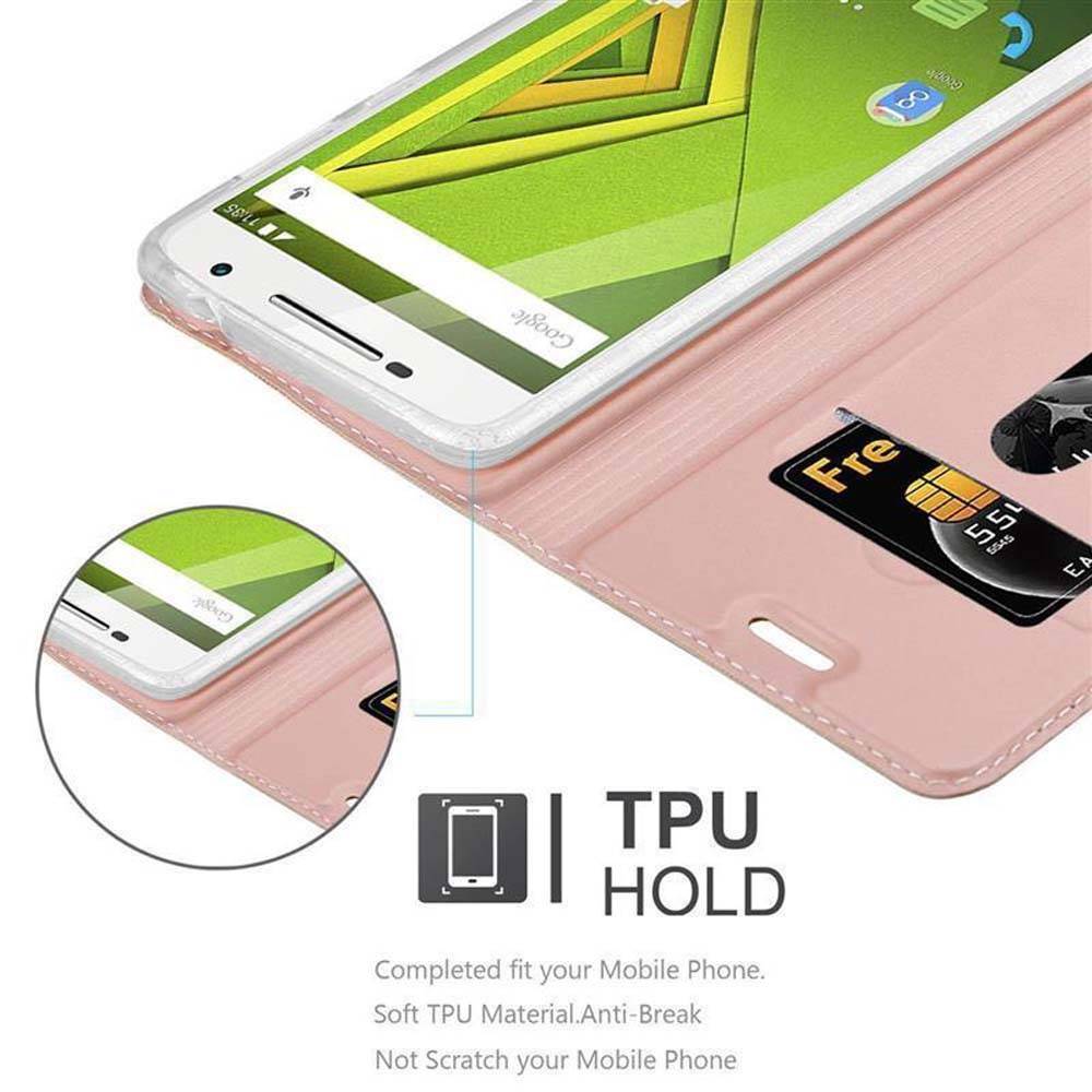 Cadorabo Handyhülle für Motorola MOTO X PLAY Schutz Hülle in Rosa Cover Etui Book Case Booklet