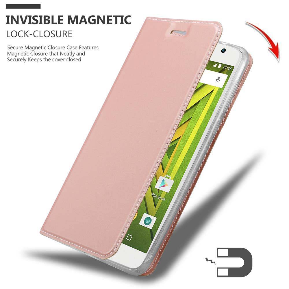 Cadorabo Handyhülle für Motorola MOTO X PLAY Schutz Hülle in Rosa Cover Etui Book Case Booklet