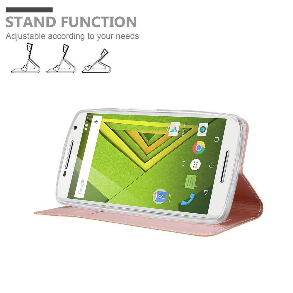 Cadorabo Handyhülle für Motorola MOTO X PLAY Schutz Hülle in Rosa Cover Etui Book Case Booklet
