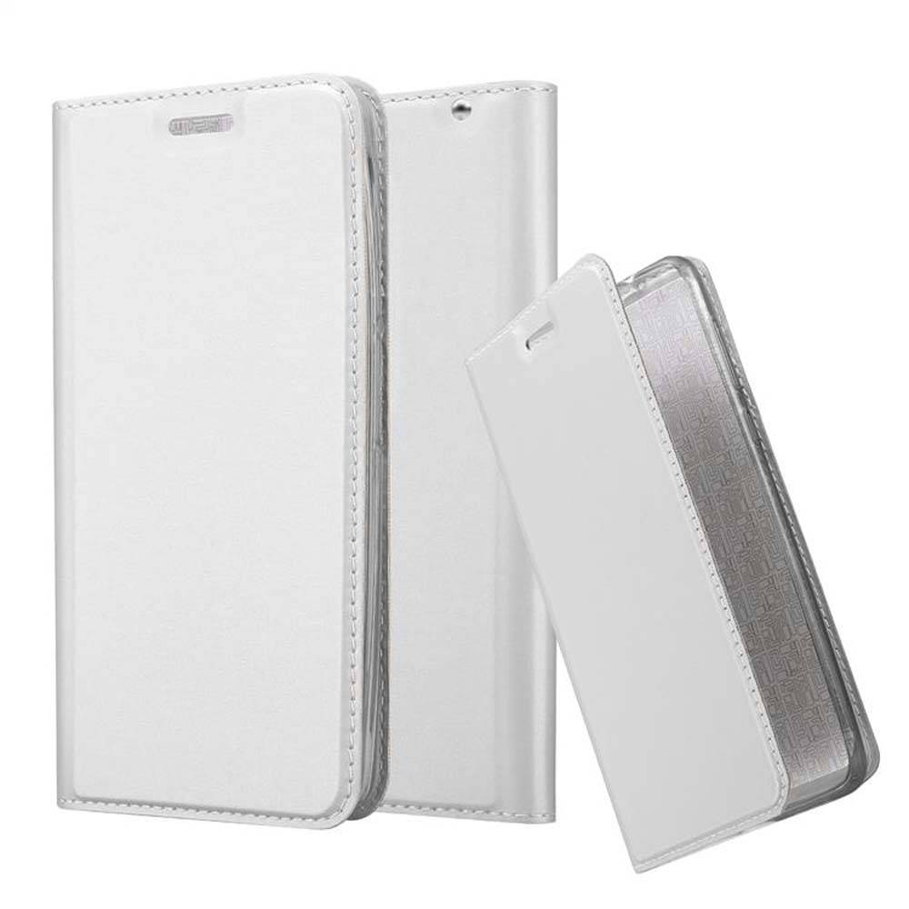 Cadorabo Handyhülle für Motorola MOTO X PLAY Schutz Hülle in Silber Cover Etui Book Case Booklet