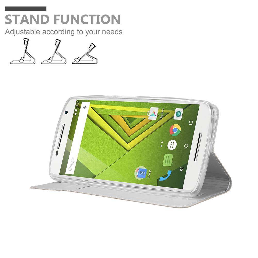 Cadorabo Handyhülle für Motorola MOTO X PLAY Schutz Hülle in Silber Cover Etui Book Case Booklet