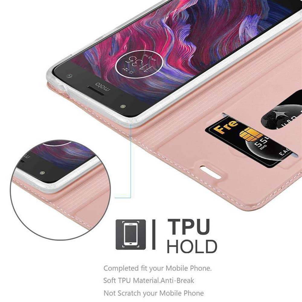 Cadorabo Handyhülle für Motorola MOTO X4 Schutz Hülle in Rosa Cover Etui Book Case Booklet