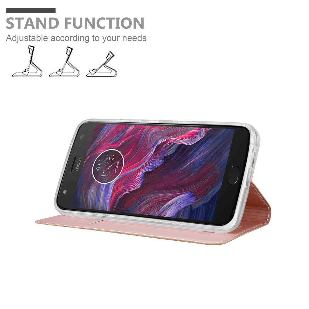 Cadorabo Handyhülle für Motorola MOTO X4 Schutz Hülle in Rosa Cover Etui Book Case Booklet