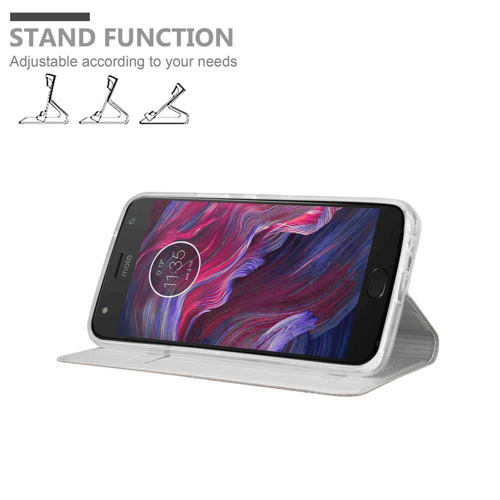 Cadorabo Handyhülle für Motorola MOTO X4 Schutz Hülle in Silber Cover Etui Book Case Booklet
