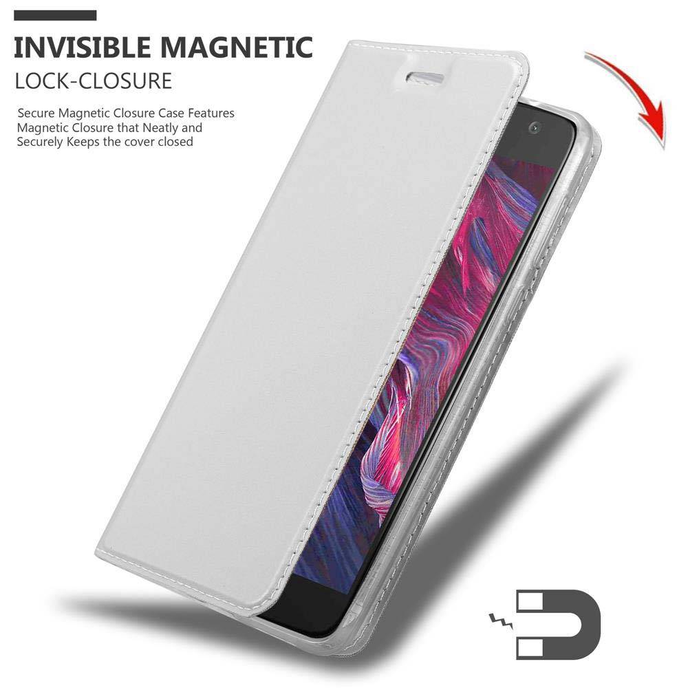 Cadorabo Handyhülle für Motorola MOTO X4 Schutz Hülle in Silber Cover Etui Book Case Booklet