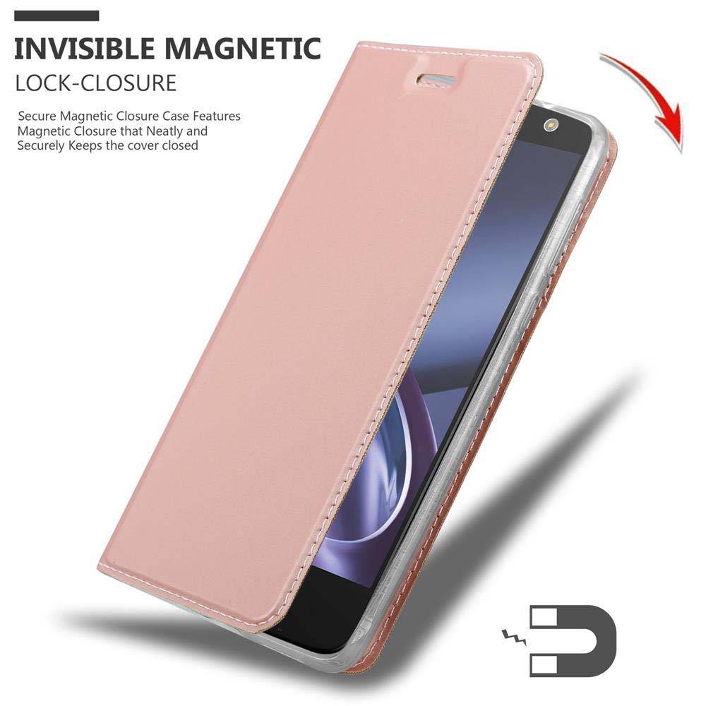 Cadorabo Handyhülle für Motorola MOTO Z PLAY Schutz Hülle in Rosa Cover Etui Book Case Booklet