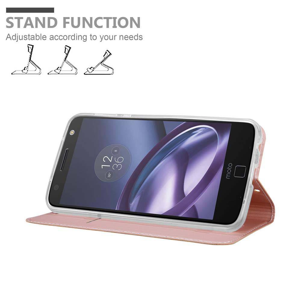 Cadorabo Handyhülle für Motorola MOTO Z PLAY Schutz Hülle in Rosa Cover Etui Book Case Booklet